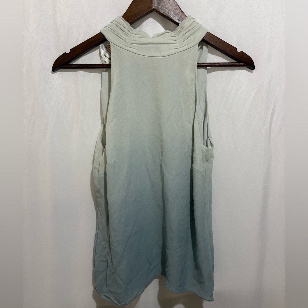 Talbots 100% Silk Sleeveless Blouse Size 10 Blue Green Draped Neck Top